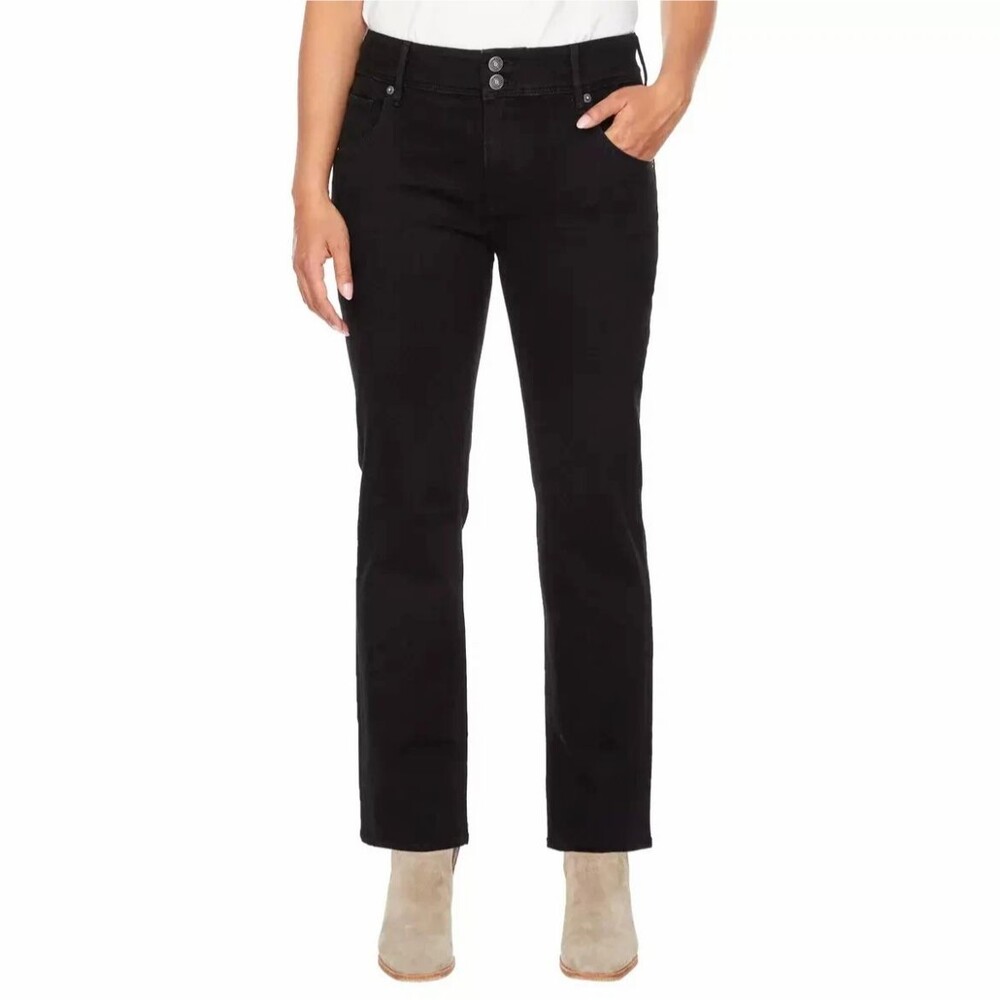 Hudson Los Angeles Slim Straight Leg Jeans Black Cotton Blend Stretch Denim 14